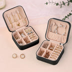 Jewelry Box | Zipper Closure & Soft Fabric Interior | Compact