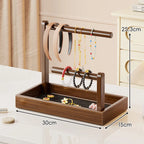 Jewelry Organizer Stand | Multi-Level Wood & Felt-Lined Tray