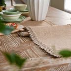 Table Runner | Woven Natural Jute | Tassel Trim