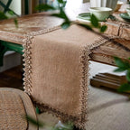 Table Runner | Woven Natural Jute | Tassel Trim