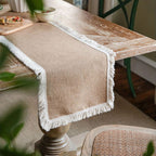 Table Runner | Woven Natural Jute | Tassel Trim