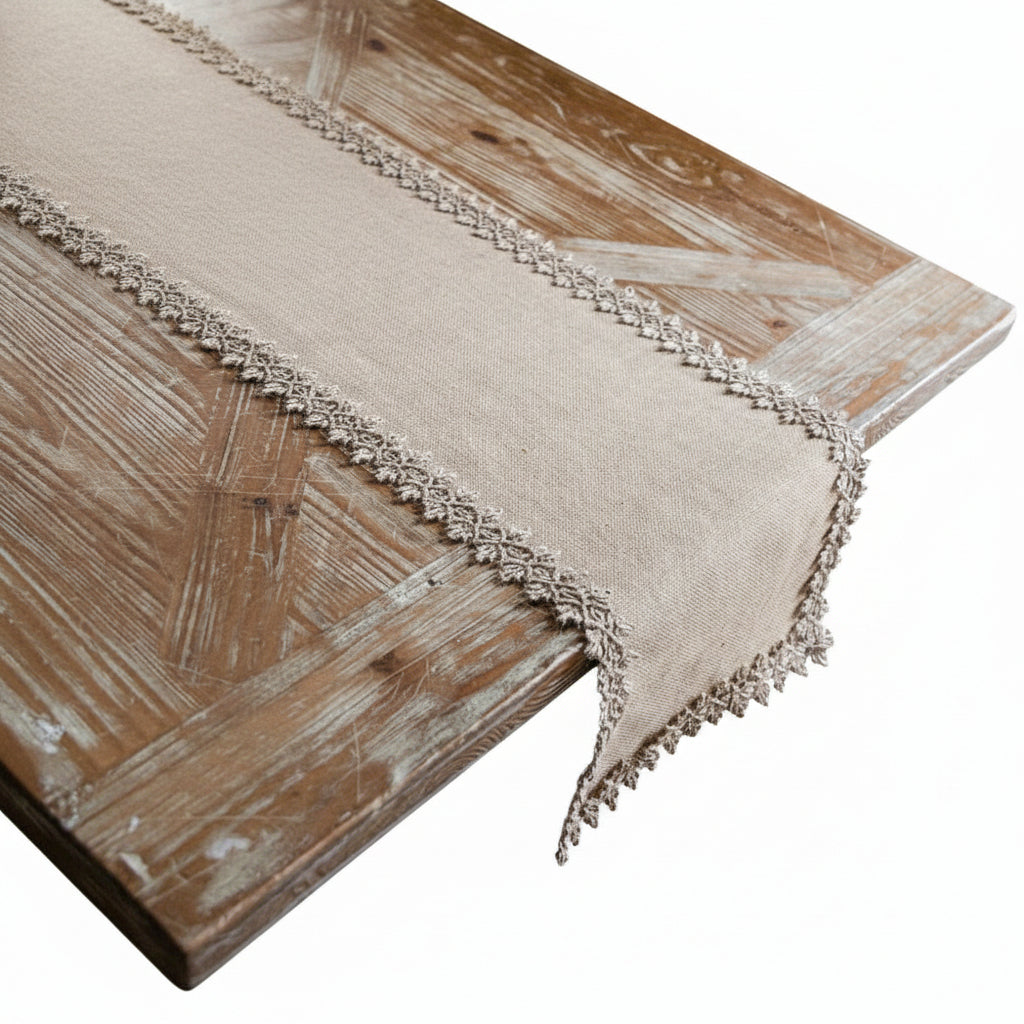 Table Runner | Woven Natural Jute | Tassel Trim