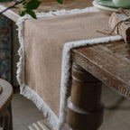 Table Runner | Woven Natural Jute | Tassel Trim
