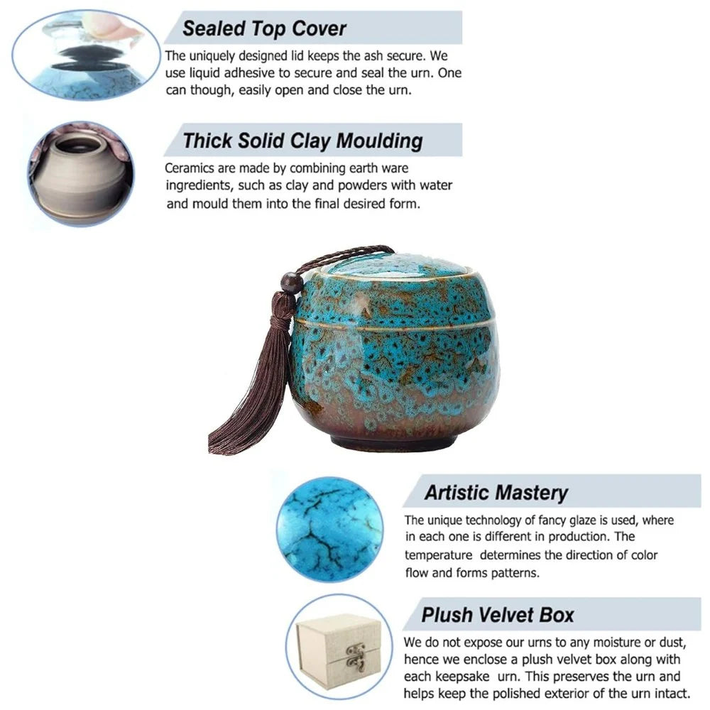 Keepsake Urn | Small Pet Ceramic & Secure Seal | 70 ml
