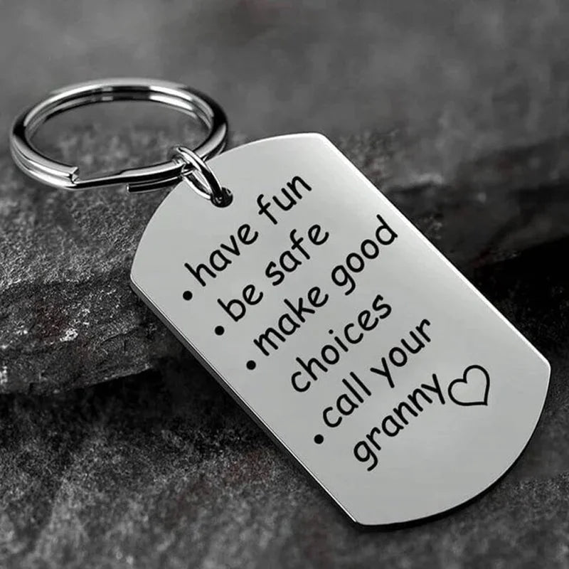 Keychain | Stainless Steel Engraved Message | 28 x 50 mm