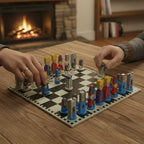 Kids Chess Set | Cartoon Pieces & Solid Wood | Includes Storage Bags