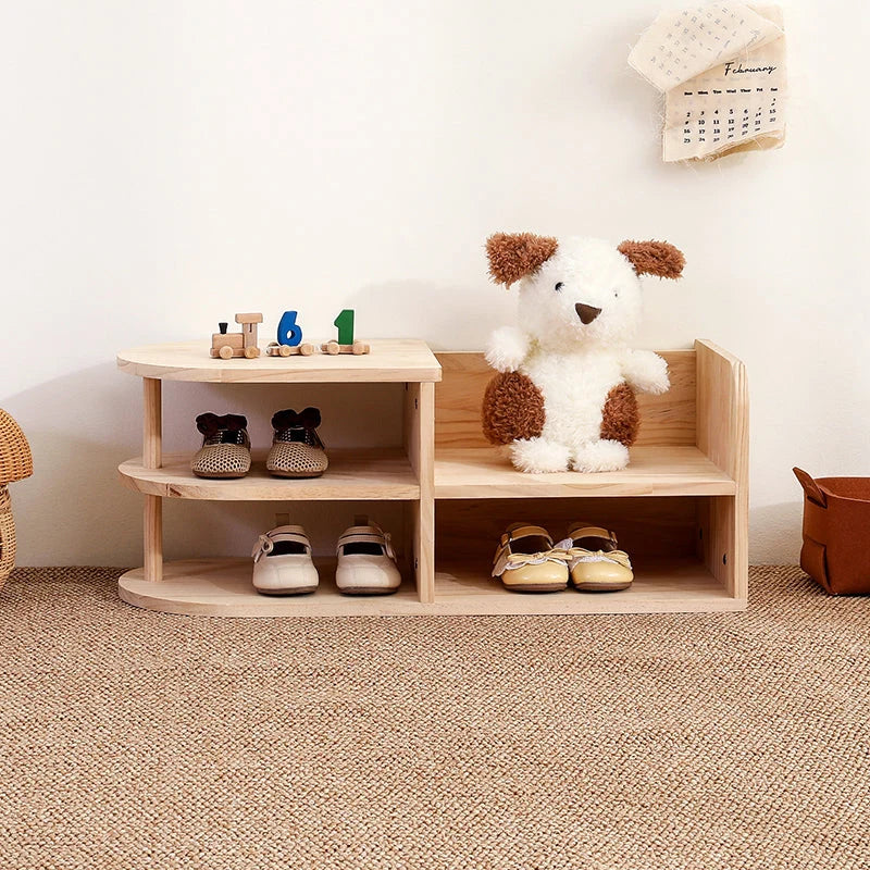 Kids Shoe Rack | Solid Pine Wood & Rounded Corners | 70 cm Long