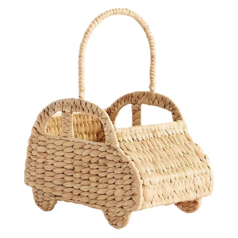 Kids Storage Basket | Car-Shaped & Eco-Friendly Woven | With Carry Handle