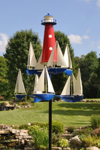 Wind Sculpture | Boat & Lighthouse Design | Solid Metal