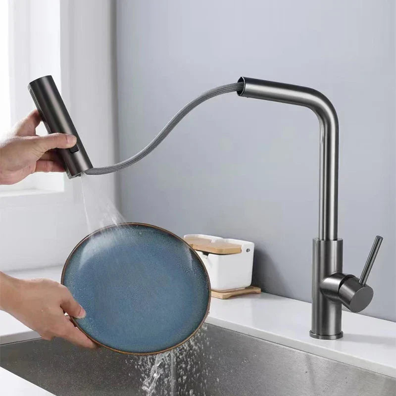 Kitchen Faucet | Pull-Out Spray Hose & Metal Body | Single-Lever Control