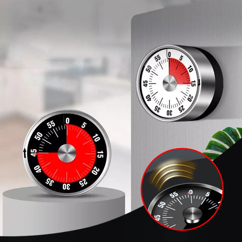 Kitchen Timer | Mechanical Stainless Steel & Magnetic Base | 59-Minute