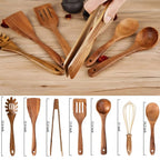 Kitchen Utensil Set | Heat-Resistant & Non-Scratch Natural Wood | 7-Piece