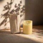 Lantern | Handwoven Natural Fiber Shade & Flickering LED