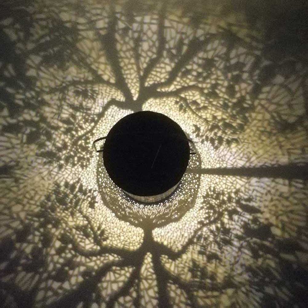 Outdoor Lantern | Openwork Wood Shadow Design | Solar-Powered