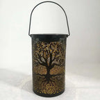 Outdoor Lantern | Openwork Wood Shadow Design | Solar-Powered