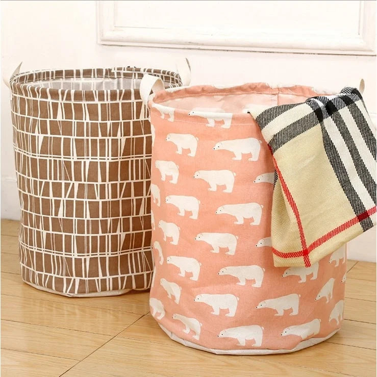 Laundry Basket | Collapsible Cotton-Linen Canvas & Wire-Reinforced Rim