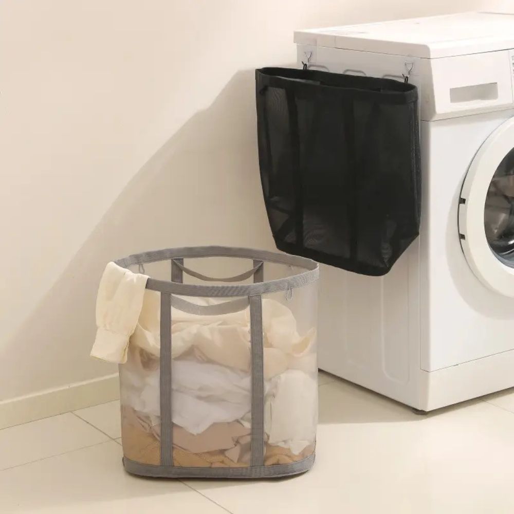 Laundry Hamper | Breathable Nylon Mesh | Rope Carry Loops