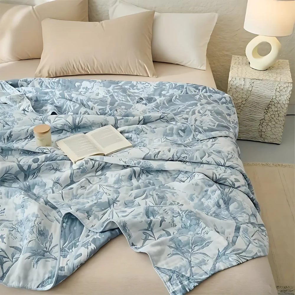 Throw Blanket | Leaf Woven Design | 100% Cotton