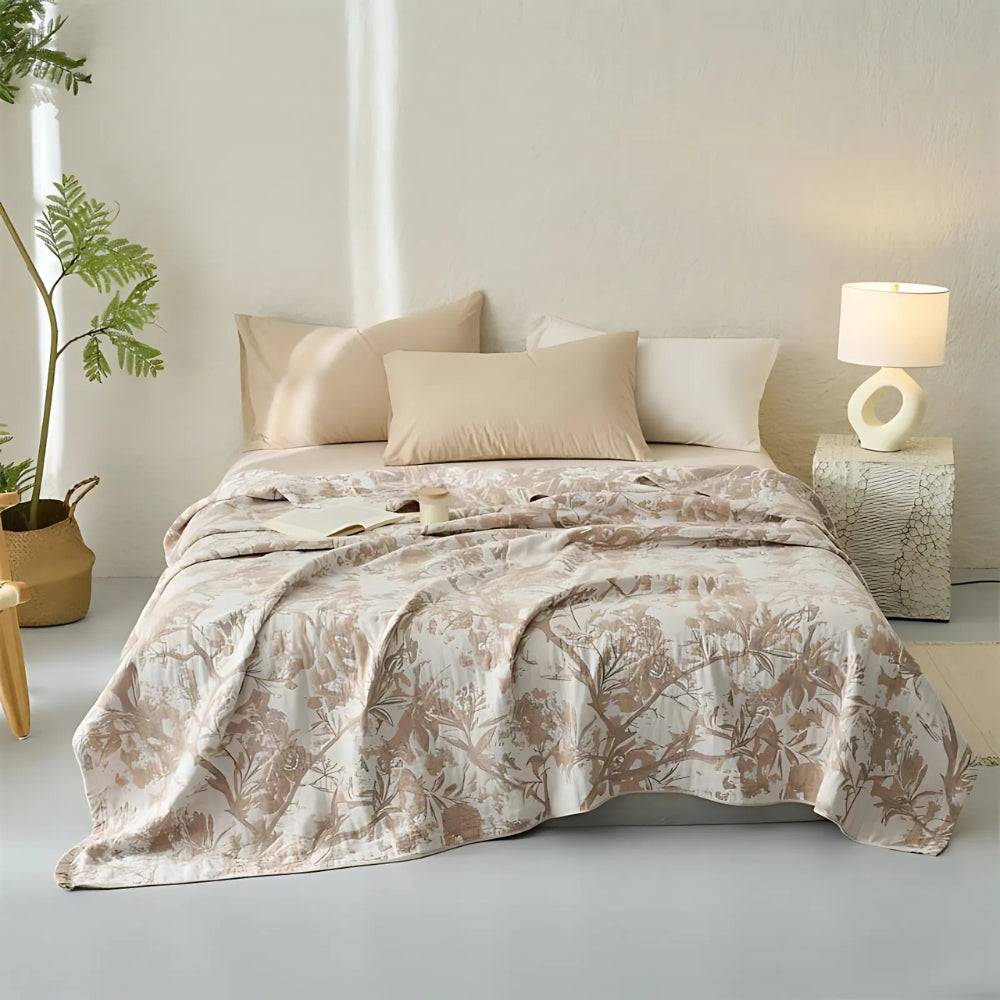 Throw Blanket | Leaf Woven Design | 100% Cotton