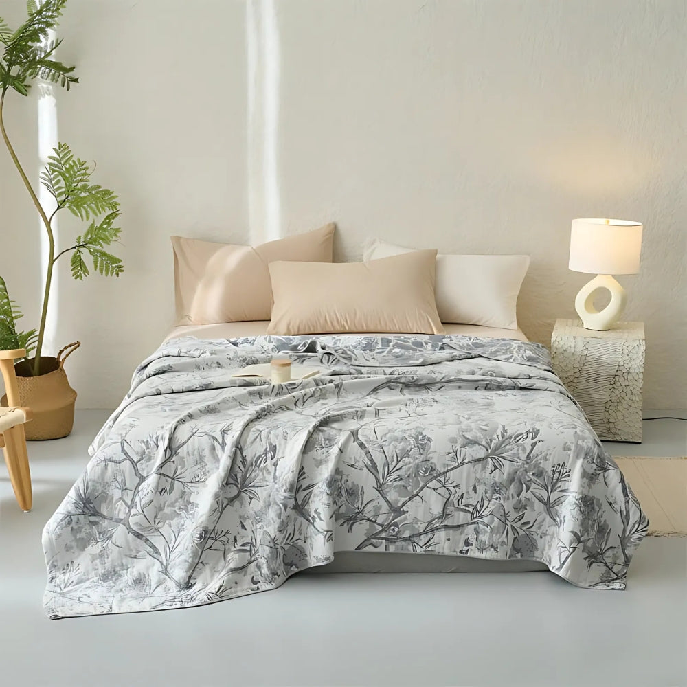 Throw Blanket | Leaf Woven Design | 100% Cotton