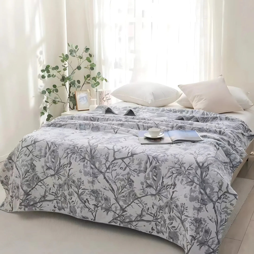 Throw Blanket | Leaf Woven Design | 100% Cotton
