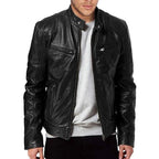 Leather Jacket | Split Leather Biker Style | Button-Down Collar
