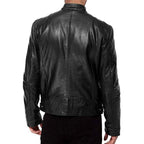 Leather Jacket | Split Leather Biker Style | Button-Down Collar