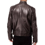 Leather Jacket | Split Leather Biker Style | Button-Down Collar