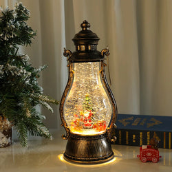 LED Lantern | Animated Snowfall & Rotating Snow Globe Scene | Tabletop