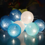 LED String Lights | Woven Cotton Balls & Warm Glow | Battery/USB Powered