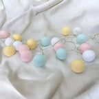 LED String Lights | Woven Cotton Balls & Warm Glow | Battery/USB Powered