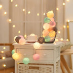 LED String Lights | Woven Cotton Balls & Warm Glow | Battery/USB Powered