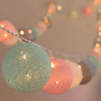 LED String Lights | Woven Cotton Balls & Warm Glow | Battery/USB Powered