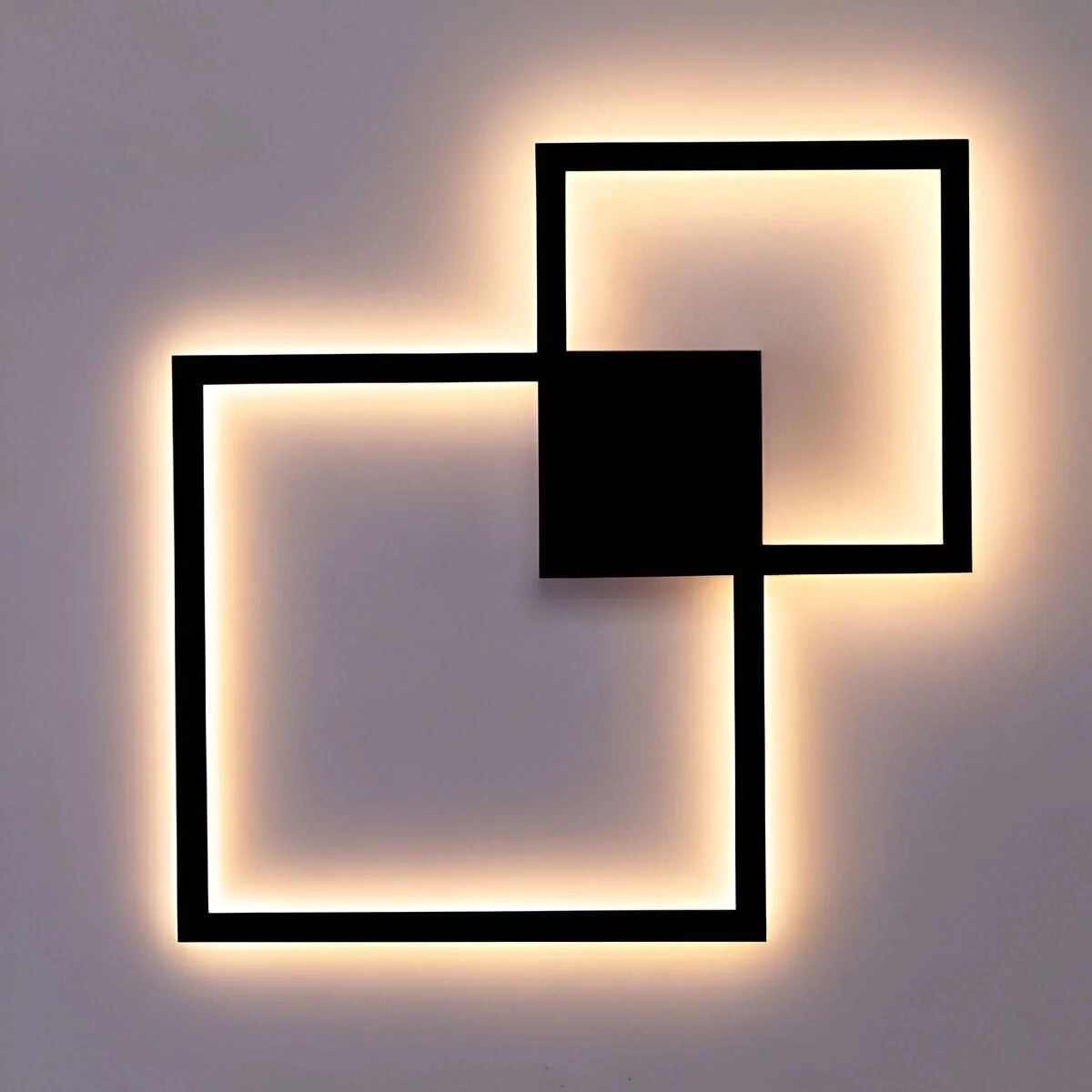 LED Wall Light | Square Black Metal | 35 x 35 x 4 cm