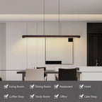 Linear Pendant Light | Walnut Accent & Remote-Dimmable LED