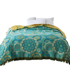 Four-Season Blanket | Teal Mandala Pattern | 79 x 90.5 in