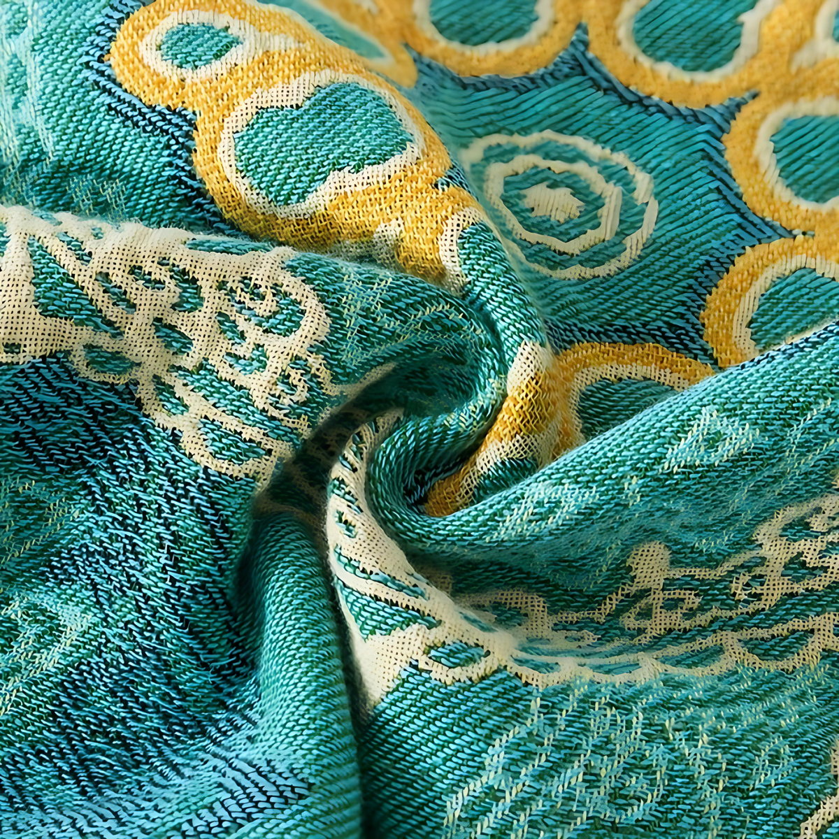 Four-Season Blanket | Teal Mandala Pattern | 79 x 90.5 in