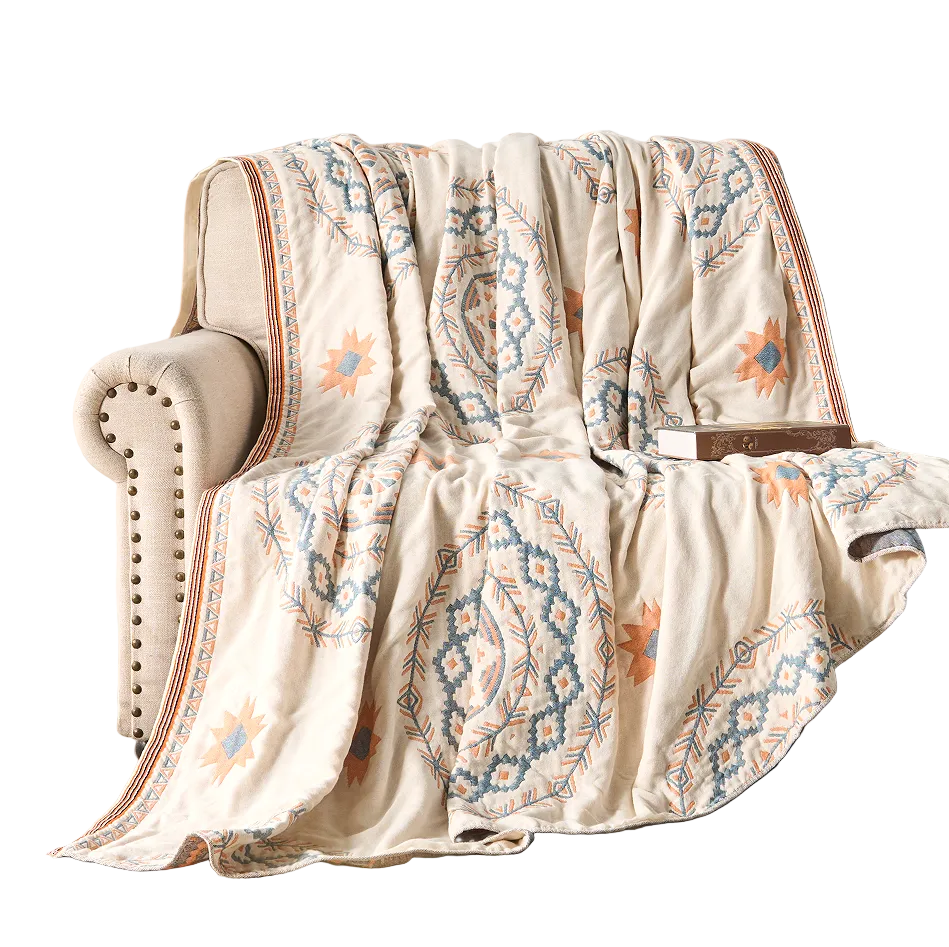 Throw Blanket | Mandala Print & Hemmed Edges | Woven Cotton