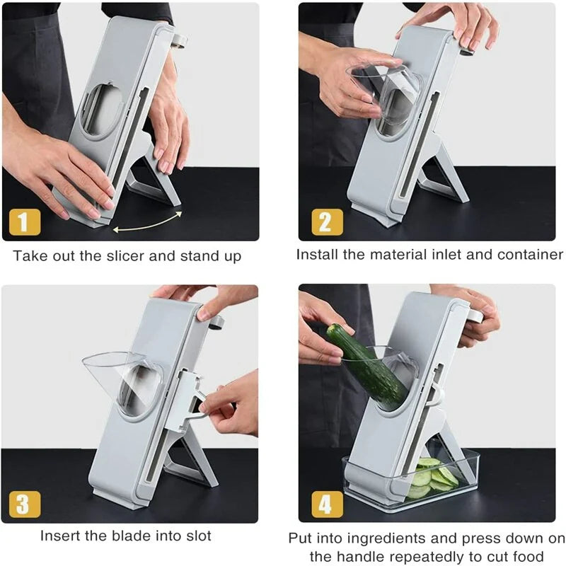 Mandoline Slicer | Stainless Steel Blades & Adjustable 0.5-8 mm