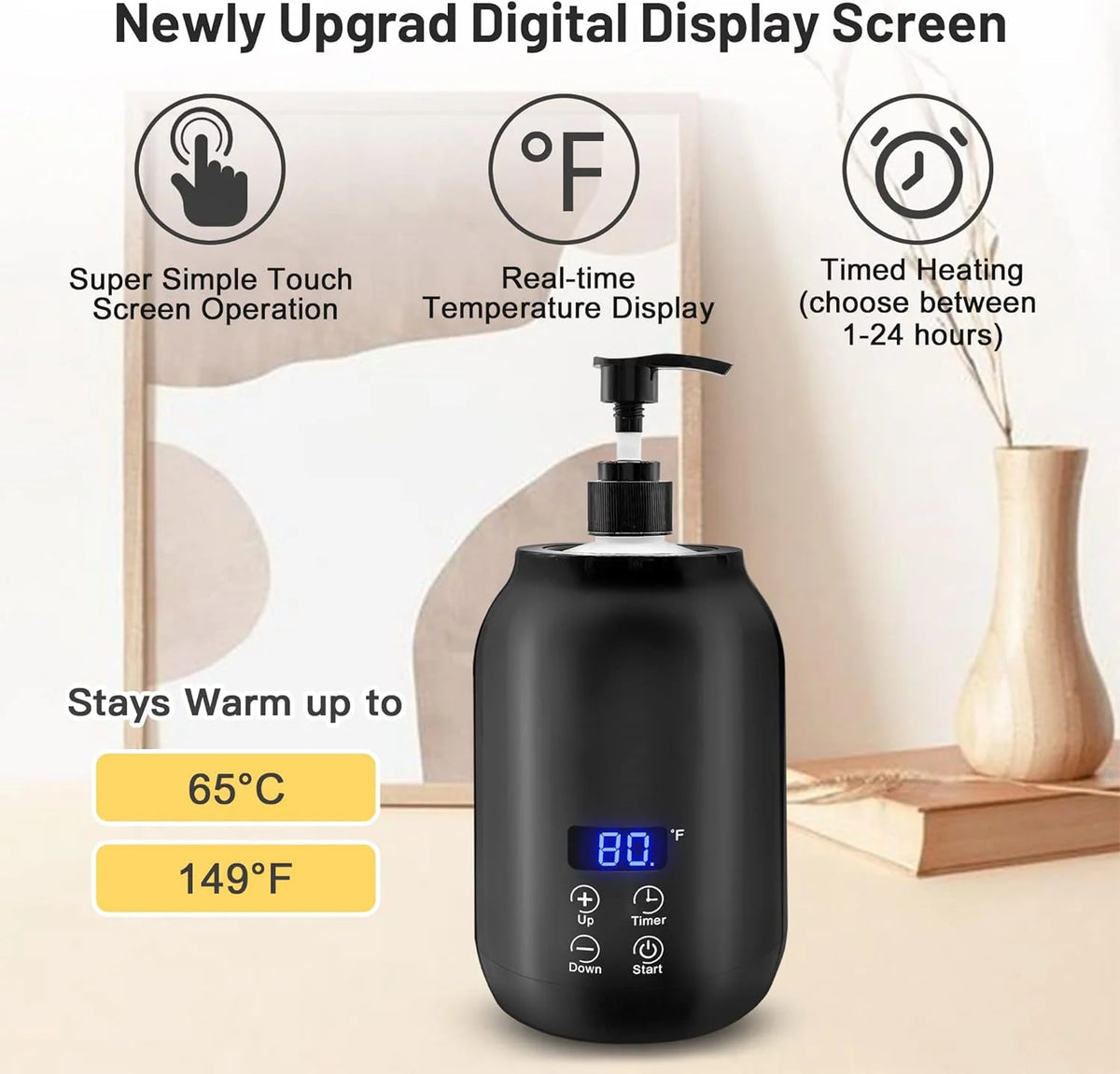 Massage Oil Warmer | Adjustable Temperature & 360° Fast Heating | Digital Display