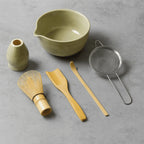 Matcha Tea Set | Ceramic Bowl & Bamboo Utensils | 6-Piece Set