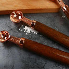 Measuring Cups & Spoons Set | Copper-Plated Stainless Steel | Walnut Handles
