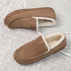 Men's Moccasin Slippers | Faux-Fur Lining & Textured Rubber Sole