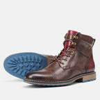 Men’s Oxford Boots | Breathable Synthetic Leather & Non-Slip Sole | Lace-Up With Side Zipper