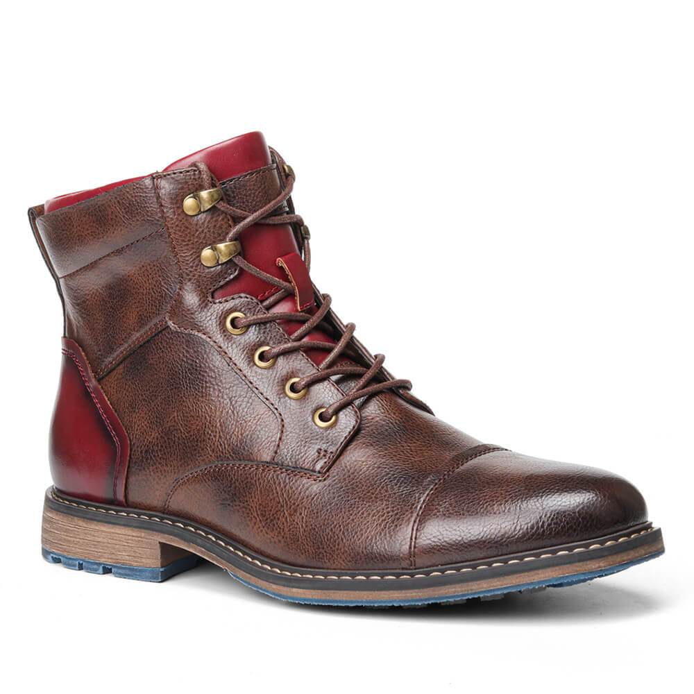 Men’s Oxford Boots | Breathable Synthetic Leather & Non-Slip Sole | Lace-Up With Side Zipper