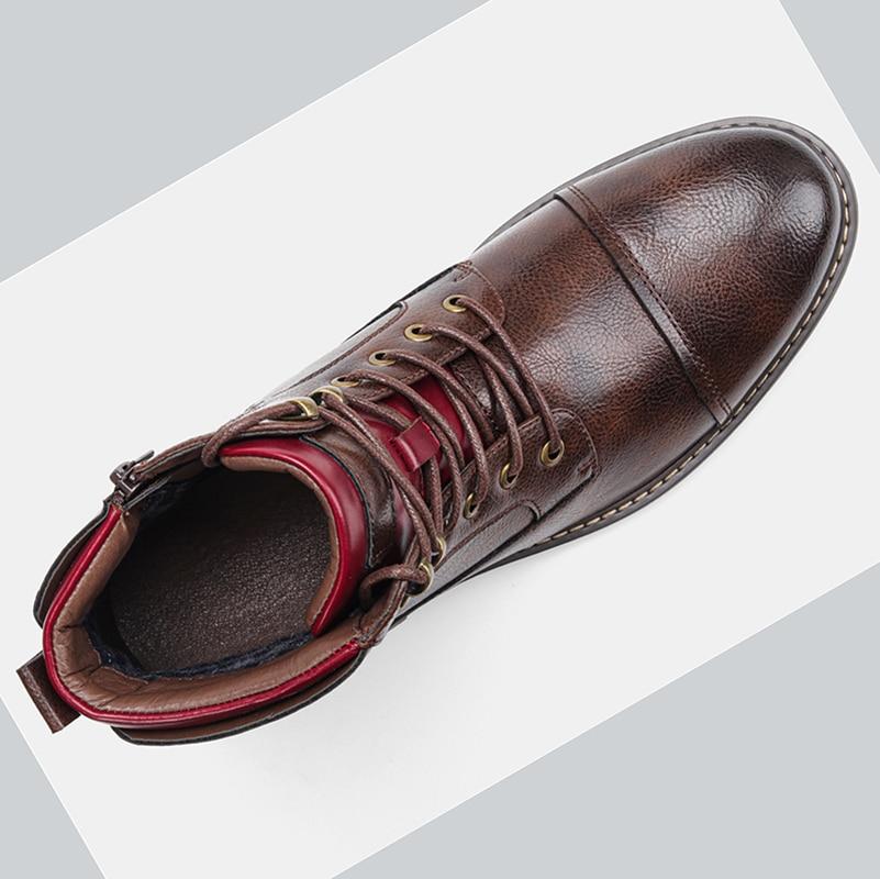 Men’s Oxford Boots | Breathable Synthetic Leather & Non-Slip Sole | Lace-Up With Side Zipper