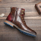 Men’s Oxford Boots | Breathable Synthetic Leather & Non-Slip Sole | Lace-Up With Side Zipper