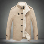 Men’s Trench Coat | Wool Blend Button-Front | Long Sleeve