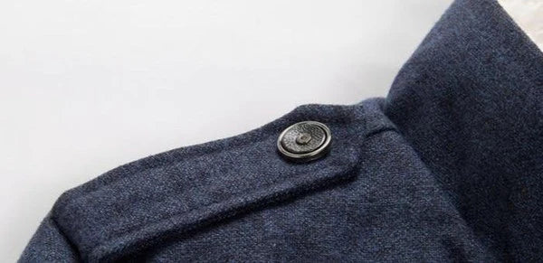 Men’s Trench Coat | Wool Blend Button-Front | Long Sleeve