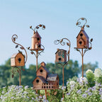 Garden Birdhouse Stake | Metal Art Design | 75 cm Pole, Weather-Resistant